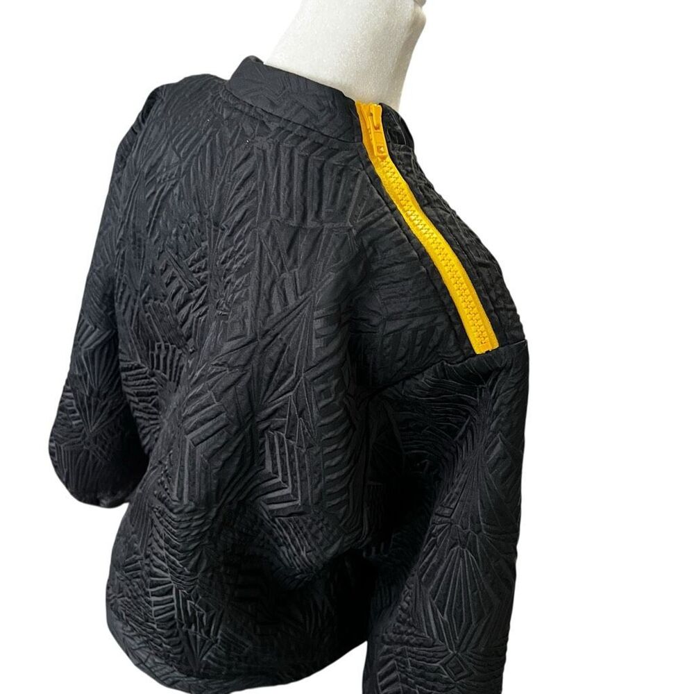 Stella Nova Black Jacquard Textured Mock Neck Top Size L Minimalist Chic - Picture 9 of 11